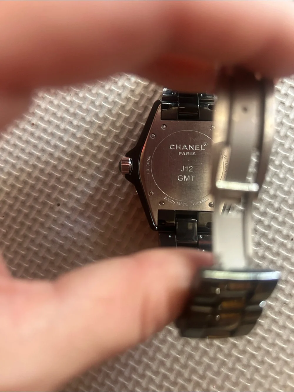 CHANEL J12 GMT Black Ceramic Stainless Steel Watch (Black)